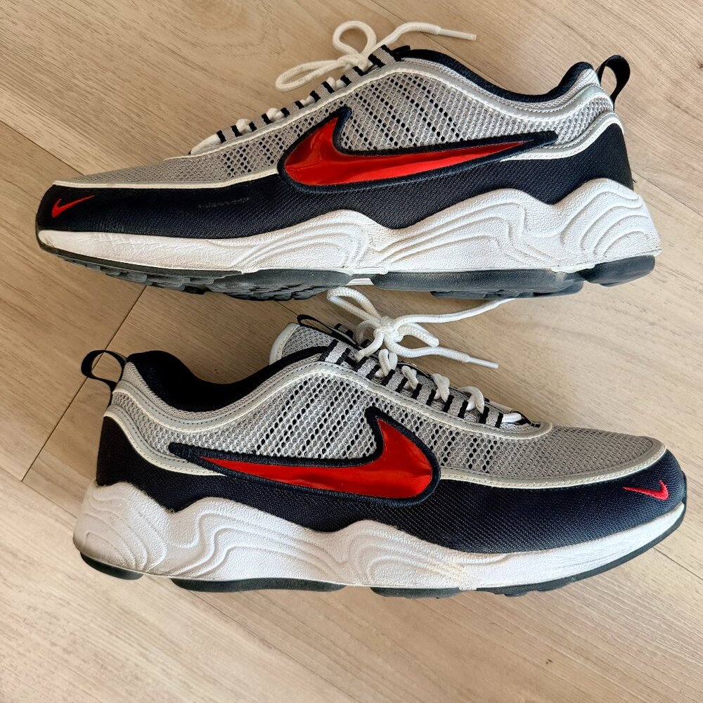 Nike Air Zoom Spiridon SP Sneakers Metallic Silver/Sport Red Men's Size 12